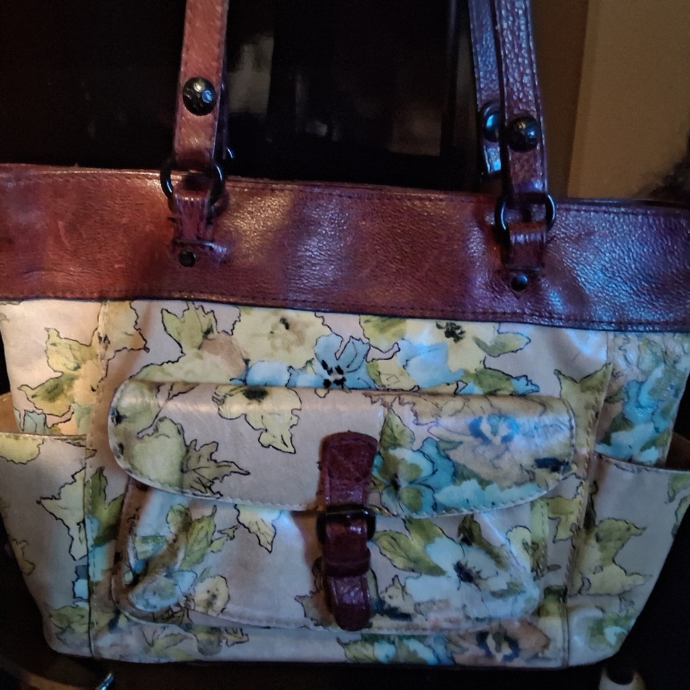 Patricia Nash Floral Leather Trim Tote Bag
